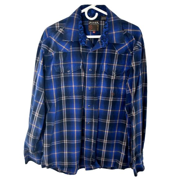 Roper Pearl Snap Button Western Button Down Long Sleeve Shirt Mens Size Large - Picture 1 of 5
